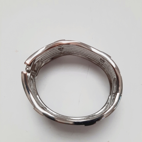 Vintage Silver Rhinestone Bangle Bracelet - Picture 3 of 4